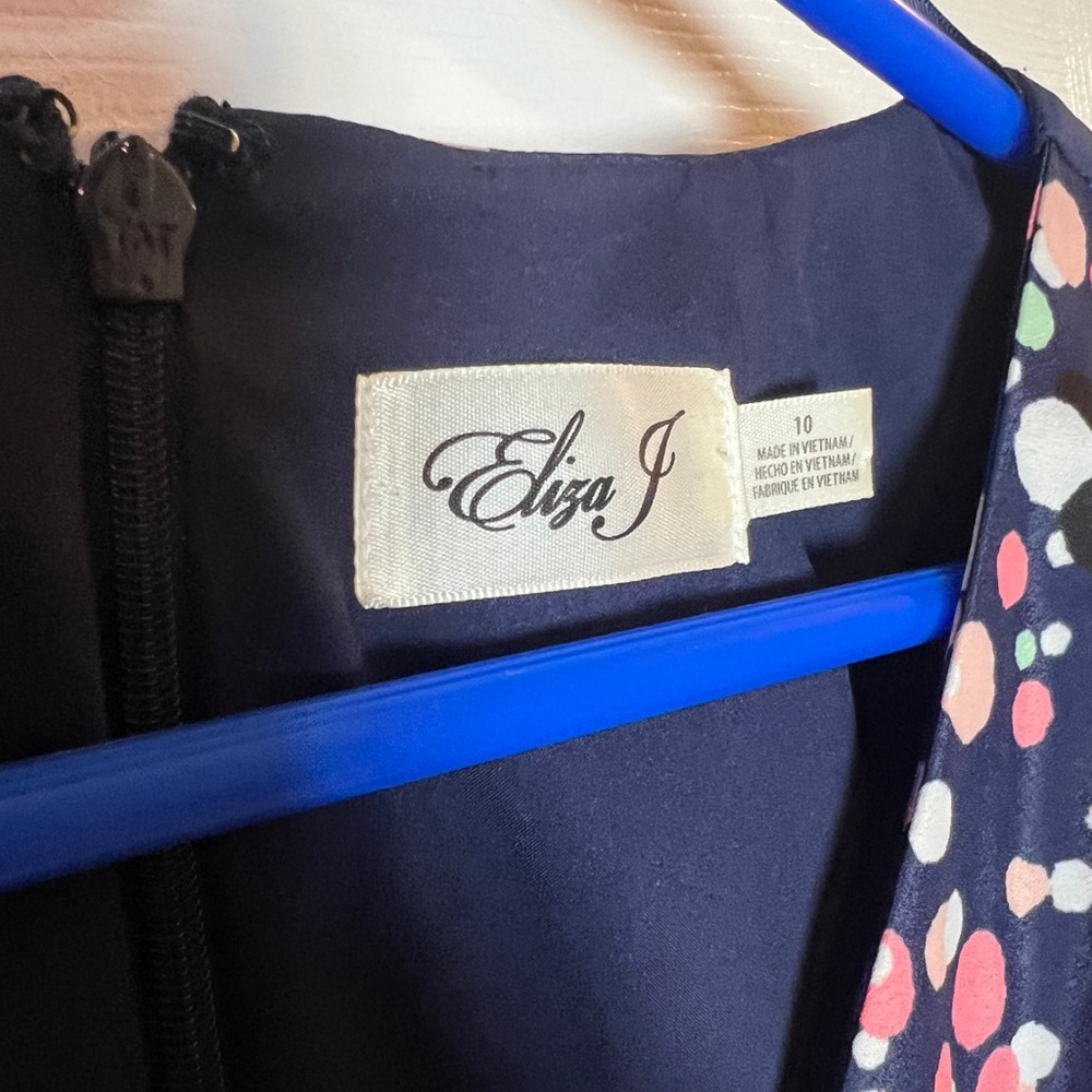 Eliza J Navy Multicolor Polka Dot Dress - Picture 2 of 3